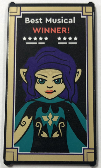 Lego Glass for Window 1 x 4 x 6 with Theater Poster with 'Best Musical WINNER!', Stars, Elves Minifigure and Gold Frame Pattern (Sticker) - Set 41714