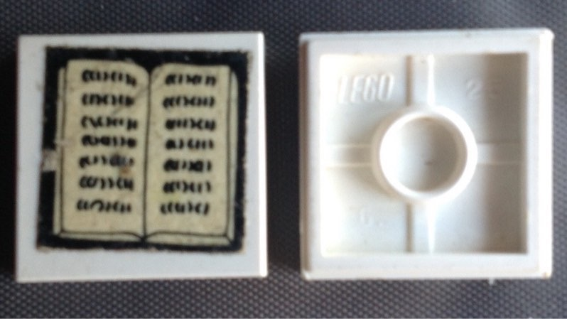 Lego Tile 2 x 2 with White Open Book on Black Background Pattern (Sticker) - Set 296