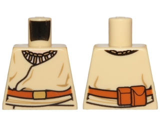 Lego Torso SW Layered Shirt, Brown Belt with Gold Buckle, Pouches on Reverse Pattern / Tan