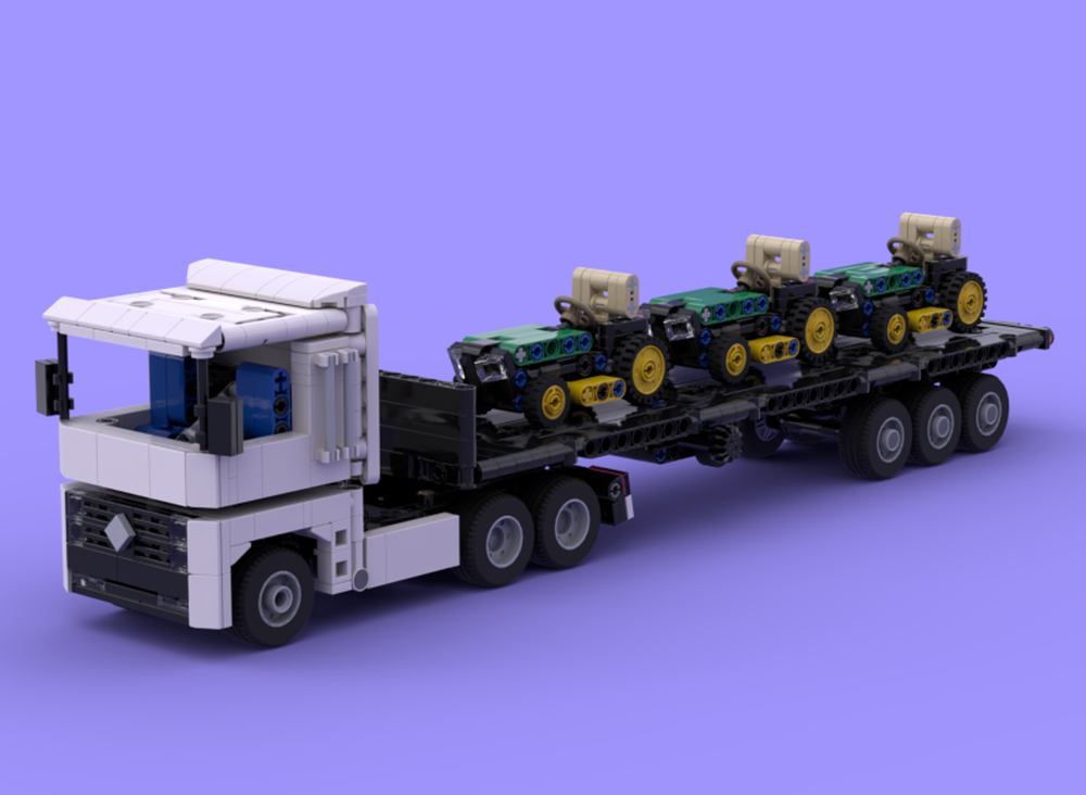 Lego Renault Magnum 6x4 with trailer and John Deere lawn-mower's