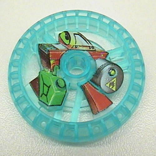 Lego Technic Disc 5 x 5 Notched, Fuel Print / Trans-Light Blue