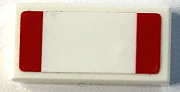 Lego Tile 1 x 2 with Red Stripes Pattern (Sticker) - Set 75886 / White