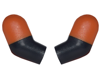 Lego Arm, (Matching Left and Right) Pair with Molded Dark Orange Short Sleeves  Pattern / Black