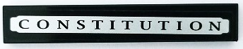 Lego Tile 1 x 6 with 'CONSTITUTION' in White Plaque Pattern (Sticker) - Set 79111 / Black