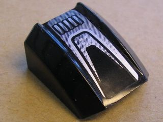 Lego Slope, Curved 2 x 2 Lip with Black and Silver Pattern (Sticker) - Set 8132