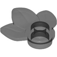 Lego Plant, Plate 1 x 1 Round with 3 Leaves / Trans-Black