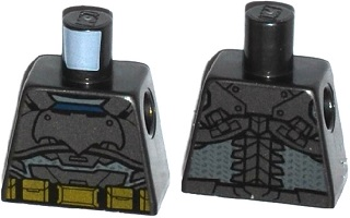 Lego Torso Batman Logo with Body Armor and Gold Belt Pattern / Pearl Dark Gray