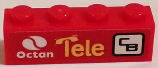 Lego Brick 1 x 4 with Octan Logo, 'Tele', and 'CB' Pattern Model Left Side (Sticker) - Set 60084