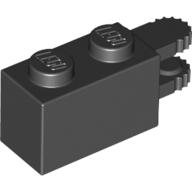 Lego Hinge Brick 1 x 2 Locking with 2 Fingers Horizontal End, 9 Teeth / Black