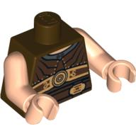 Lego Torso Armor Ribbed with Disc and Two Buckles Print, Light Arms and Hands / Dark Brown