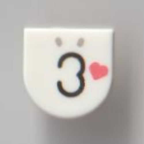 Lego Tile Round 1 x 1 Half Circle with 3/Ear, Heart, Kissy Face Print / White