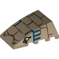Lego Brick Wedged, Curved 4 x 4 No Top Studs with Bricks, Blue Lines and 2 Eyes Print (Cobra Head) / Dark Tan