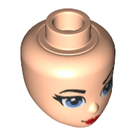 Lego Minidoll Head, Blue Eyes, Red Lips and Closed Mouth Print (Wonder Woman) / Light Nougat