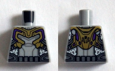 Lego Torso Gold and Silver Armor with Utility Belt Pattern / Light Bluish Gray