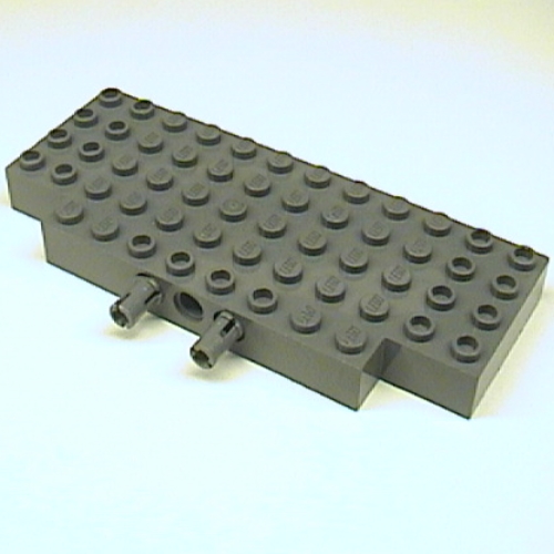 Lego Brick Special 5 x 12 with Two 1 x 2 Cutouts, 1 Hole and 2 Fixed Rotatable Friction Pins on Side / Dark Bluish Gray