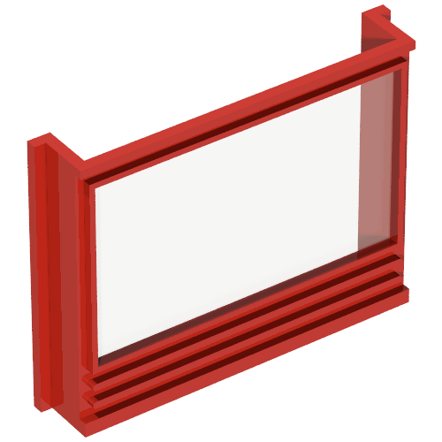 Lego Window 1 x 6 x 4 Panorama with Glass for Slotted Bricks / Red