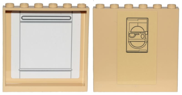 Lego Panel 1 x 6 x 5 with SW Cloud City Black Lines and Semicircles on Outside and Gray Lines on Inside Pattern (Stickers) - Set 75222