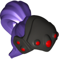 Lego Hair with Helmet, Ponytail, Pearl Grey Helmet with 7 Red Circles Print / Dark Purple