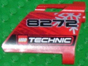 Lego Technic, Panel Fairing #22 Large Short, Small Hole, Side A with '8272', Snowflake, and LEGO TECHNIC Logo Pattern (Sticker) - Set 8272