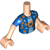 Lego Minidoll Torso Boy with Hawaiian Shirt with Palm Tree and Sunset Print, Light Nougat Arms and Hands / Light Nougat