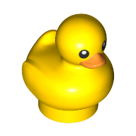 Lego Animal, Bird, Duck / Duckling with Black Eyes, Orange Beak / Yellow