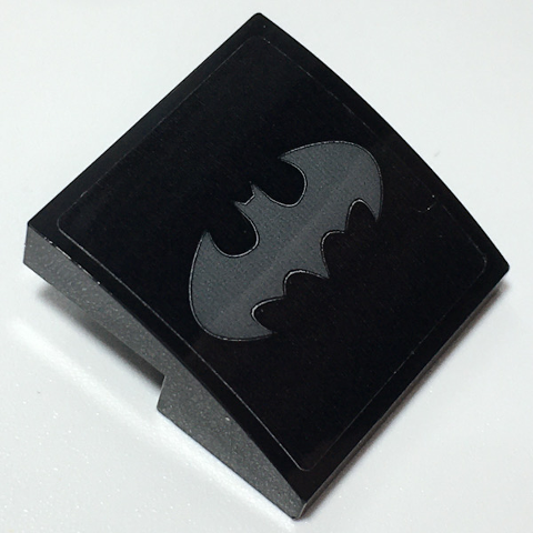 Lego Slope, Curved 2 x 2 x 2/3 with Dark Bluish Gray Batman Logo Pattern (Sticker) - Sets 70917 / 70918