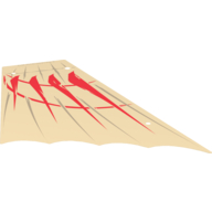 Lego Sail, Scalloped, 28 x 18 Left with Red and Dark Tan Print / Tan