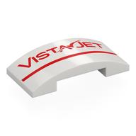 Lego Brick Curved 4 x 2 Double with Red 'VISTA JET', Stripe Print