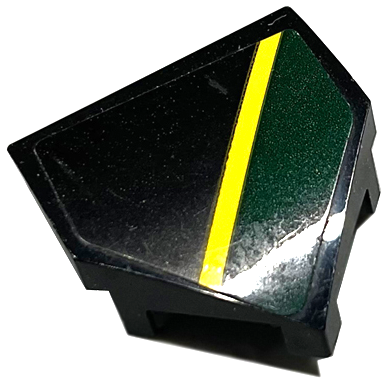 Lego Wedge 2 x 2 x 2/3 Pointed with Dark Green and Yellow Stripes Pattern Model Right Side (Sticker) - Set 76907 / Black