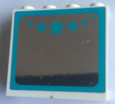 Lego Panel 1 x 4 x 3 with Side Supports - Hollow Studs with Mirror and Dark Azure Stars Pattern (Sticker) - Set 41302 / White