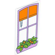 Lego Glass for Window 1 x 4 x 6 with Lavender Window, Orange Curtain, Plants Print