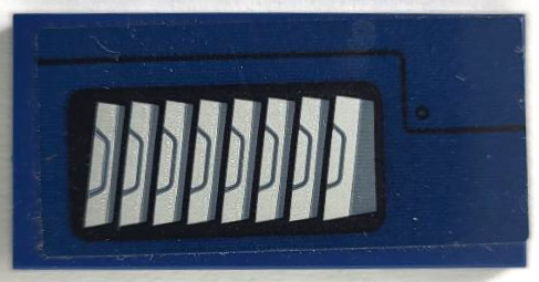 Lego Tile 2 x 4 with Dark Bluish Gray and Silver Air Vent, Black Rivet and Panel Outline Pattern Model Right Side (Sticker) - Set 75940