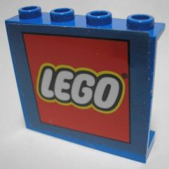 Lego Panel 1 x 4 x 3 - Hollow Studs with Lego Logo on Blue Background Pattern (Sticker) - Set 3579 / Blue