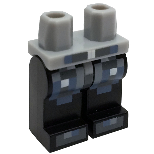 Lego Hips and Black Legs with Pixelated Light Bluish Gray, Sand Blue and Silver Armor / Light Bluish Gray