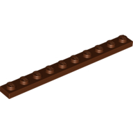 Lego Plate 1 x 10 / Reddish Brown
