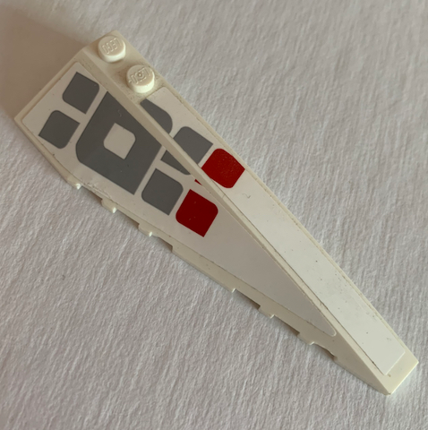 Lego Wedge 10 x 3 Right with Light Bluish Gray and Red Leaves Pattern (Stickers) - Set 70616 / White