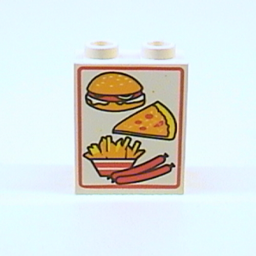 Lego Panel 1 x 2 x 2 with Food Print [4560 / 4561 / 6329] / White