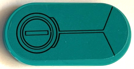 Lego Tile, Round 2 x 4 Oval with Black Hull Plate Lines and Concentric Circles Pattern (Sticker) - Set 76255 / Dark Turquoise