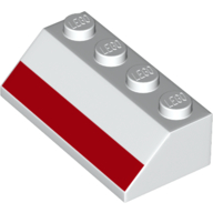 Lego Brick Sloped 45° 2 x 4 with Horizontal Red Stripe Print