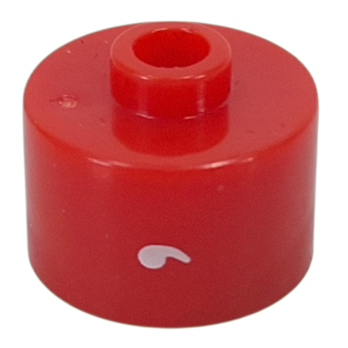 Lego Pen Bead, Round Long, Flat Edge with White ''' Print / Red
