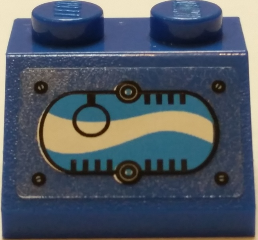 Lego Slope 45 2 x 2 with Window with Black Ring in Oval with Blue and White Swirls Pattern Model Left Side (Sticker) - Set 70013