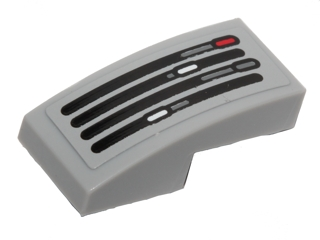 Lego Slope, Curved 2 x 1 x 2/3 with SW Flash Speeder Controls Pattern (Sticker) - Set 75091 / Light Bluish Gray