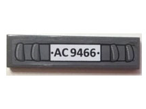 Lego Tile 1 x 4 with Car Bumper and 'AC9466' Pattern (Sticker) - Set 9466 / Dark Bluish Gray