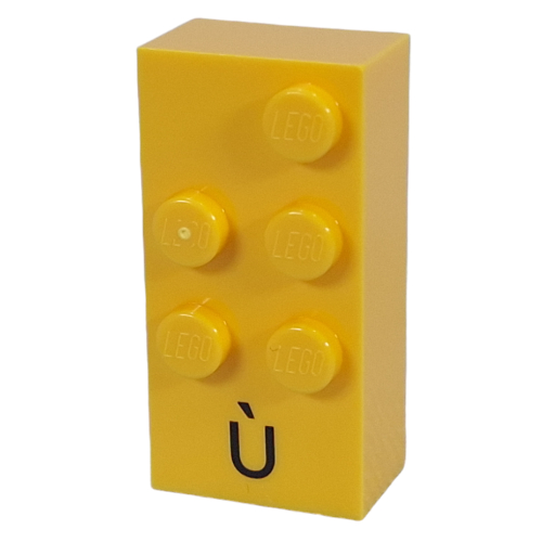 Lego Braille Brick 2 x 4 with 5 Studs ⠾ and 'Ù' Print