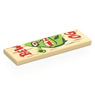 Lego Tile 2 x 6 with Wooden Sign, 'BEWARE OGRE', Shrek Face, Left Half Print