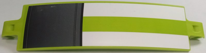 Lego Technic, Panel Curved 3 x 13 with Dark Bluish Gray Rear Window with Black Frame and White Stripes Pattern (Sticker) - Set 42138 / Lime