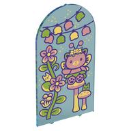 Lego Glass for Frame 1 x 6 x 7 with Bow with Fairy Cat and Flowers Print / Trans-Light Blue
