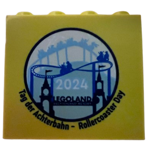 Lego Brick 2 x 4 x 3 with 'LEGOLAND Deutschland Resort Tag der Achterban Rollercoaster Day 2024' Print