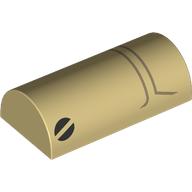 Lego Brick Curved 2 x 4 Double, No Studs, with Black Screws/Eyes, Dark Tan Lines Print (Battle Droid Face)