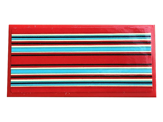Lego Tile 2 x 4 with Black, White and Medium Azure Stripes Pattern (Sticker) - Set 10279 / Red